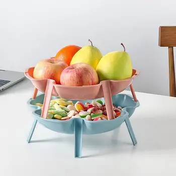 

Stackable Flower Shape Dish Plate Creative Household Serving Decor Fruit Party Wedding Plate Tray Tray Tableware Snack