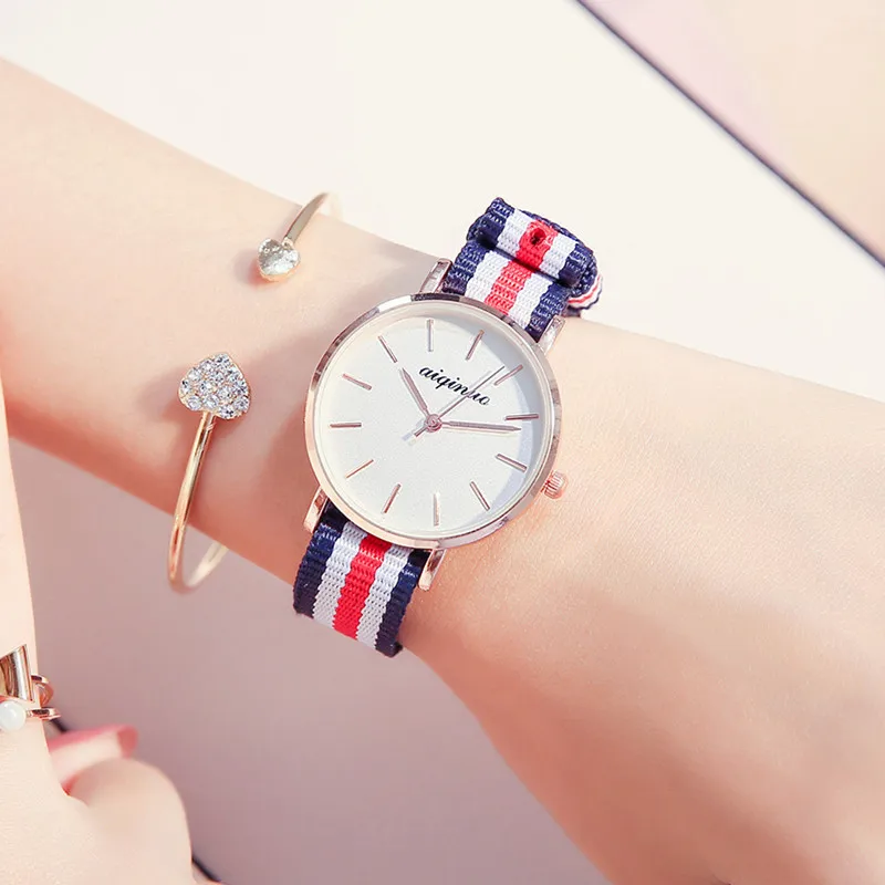 

Women Watch INS Same Watch Female Fashion Simple Canvas Belt Mori College Student Braided Belt Watch Suitable for Ladies