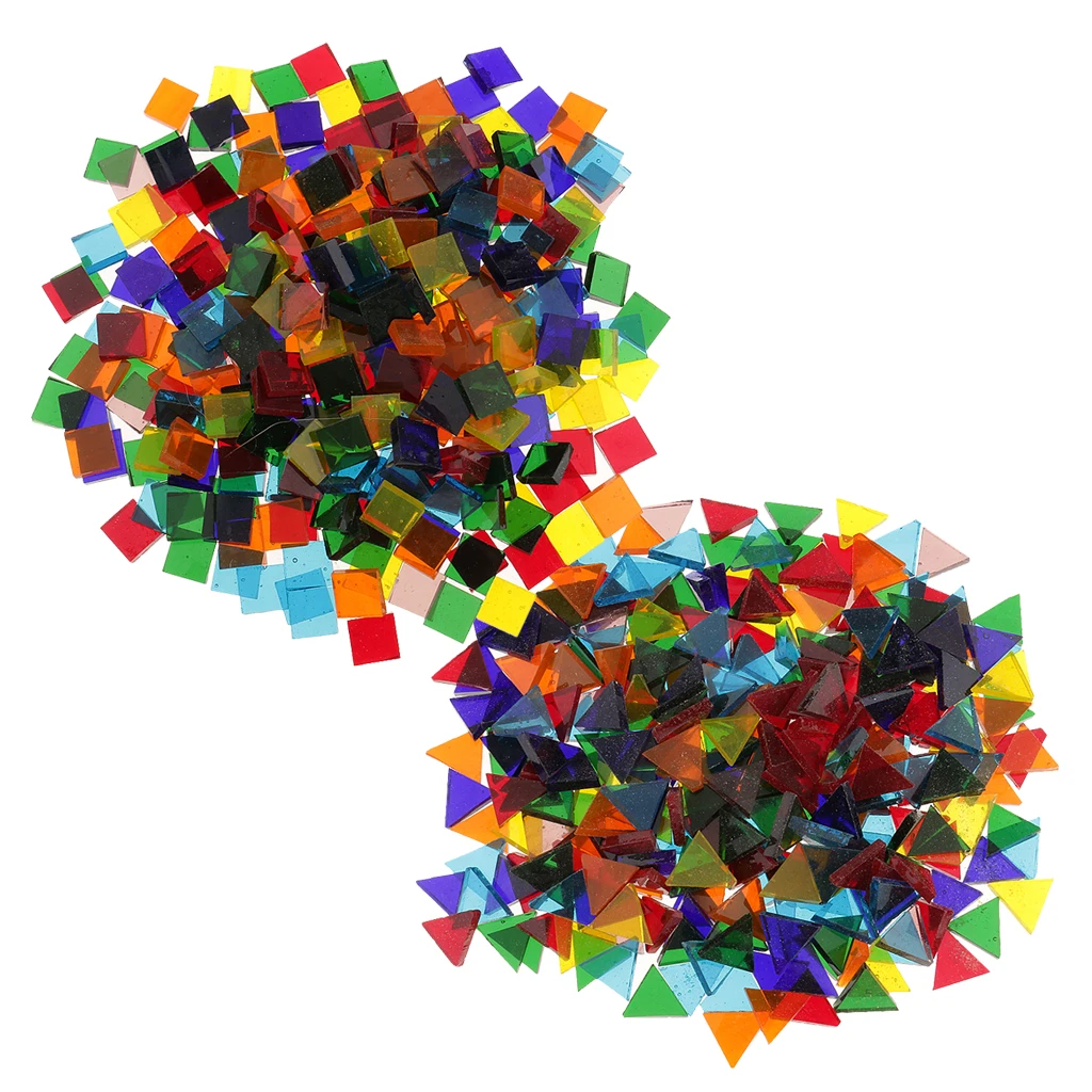 320g Triangle Square Shape Pieces Mosaic Tiles Assortment Colors for Handmade Artcraft and Home Decorations