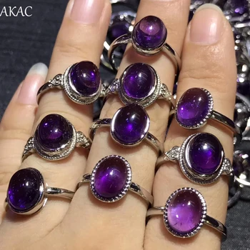 

2pcs/set Free shipping natural amethyst quartz adjustable white copper women ring