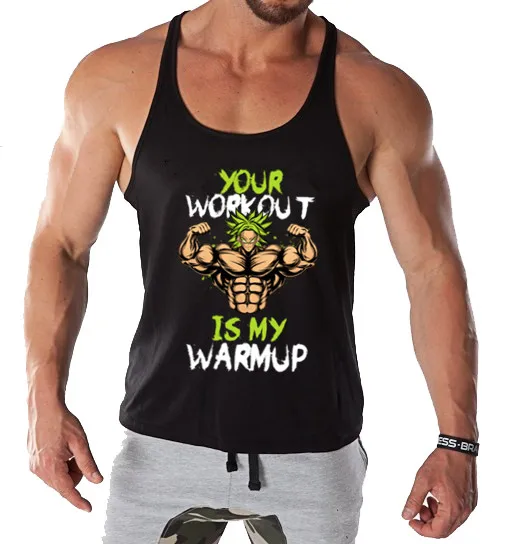 

Men Dragon Ball print tank top high quality tank top men sleeveless shirts cotton vest men hot sale summer fitness tank 2019