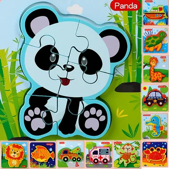 

Puzzle Jigsaw For Children Mini Wood Puzzle Size 15CM*15CM Kids Toy Wooden 3D Baby Cartoon Animal/Traffic Educational Kids Toy
