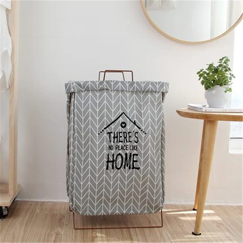 Nordic Toy Storage Basket Foldable Iron cotton Pattern storage Bag Home Organizer fashion Clothes Laundry Hamper | Дом и сад