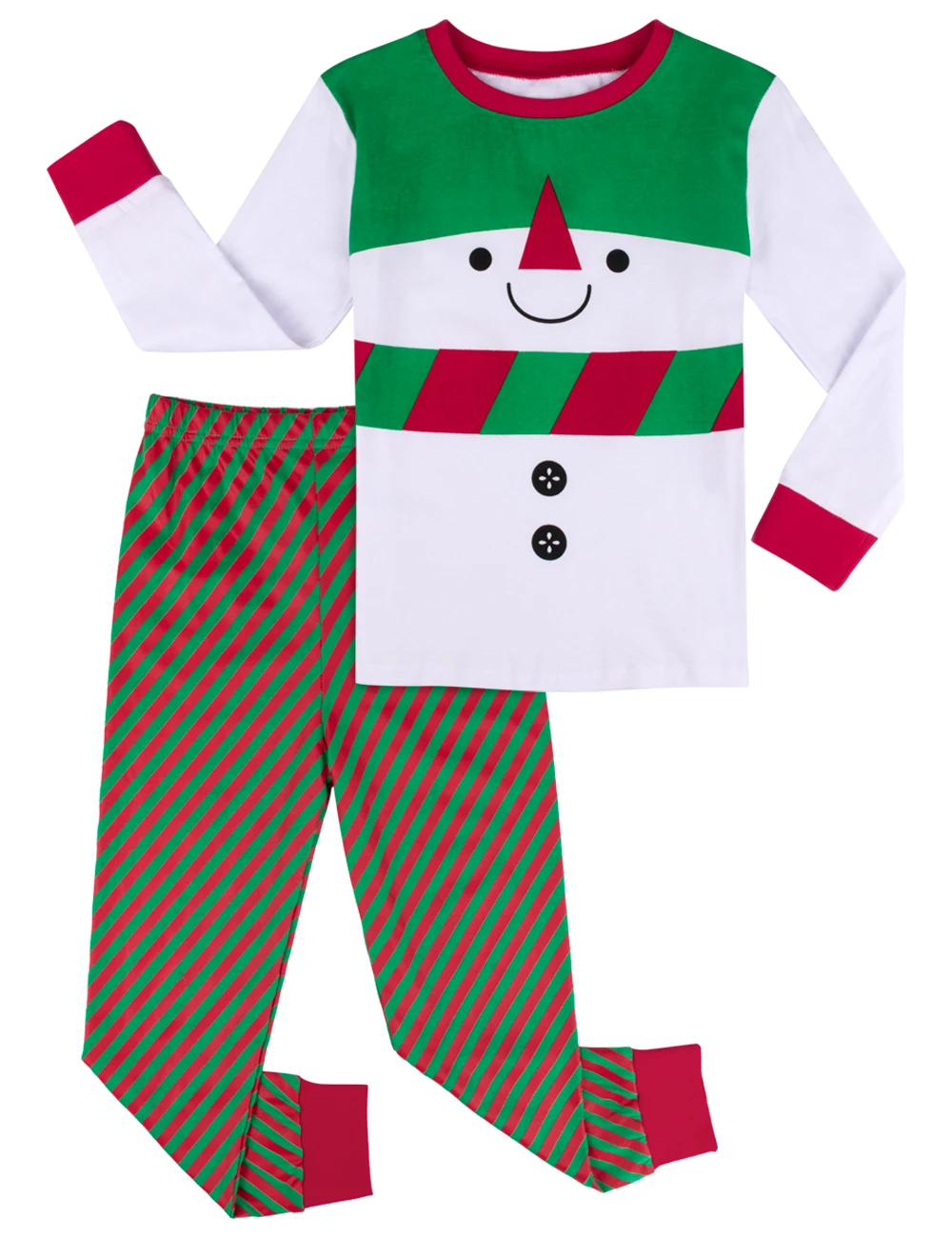 Рождественская Пижама для мальчиков; Рождественская одежда для сна на День Благодарения для малышей; комплект одежды для детей; теплая зимняя одежда для сна в морскую полоску; комплект из 2 предметов - Цвет: Christmas snowman