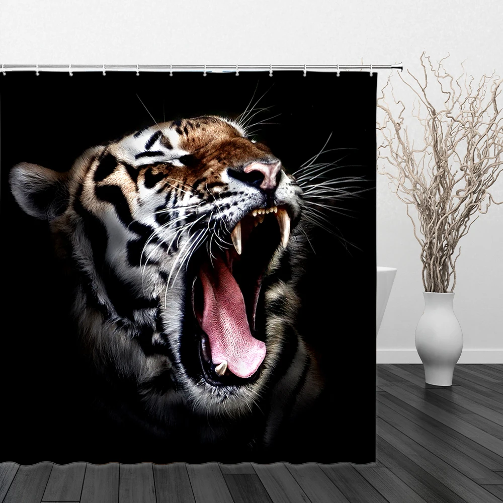 

Animal theme Shower Curtain 3DPrint Forest King Tiger Wolf Deer Flamingo Bath With Hook Bathroom Home Waterproof Shower Curtains