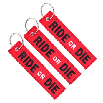 

1Pc Ride or Die Keychain Motorcycle and Bicycle Riding Key Chain Embroidery Key Ring Chains