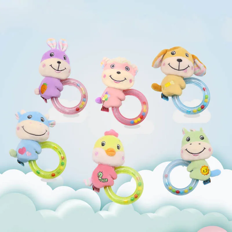 Cute Baby Rattle Toys Rabbit Plush Baby Cartoon Animal Bed Toys for 0-12 Months Educational Baby Rattle Toy Rabbit Hand Bells