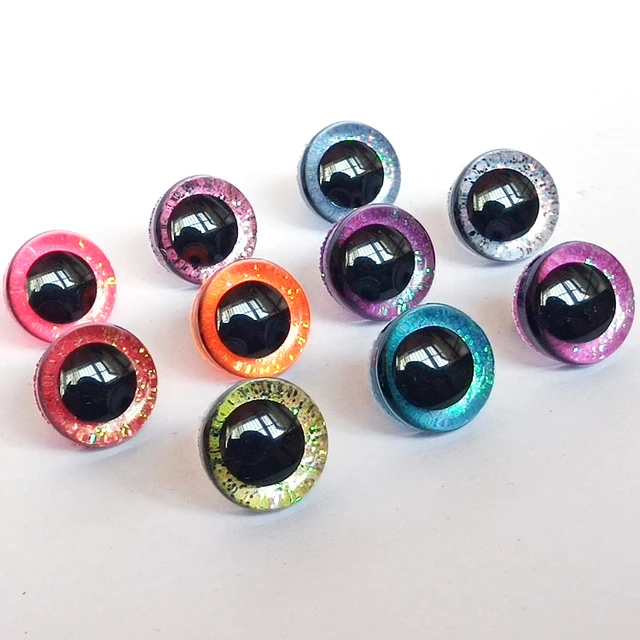 20pcs New Color 3D safety toy eyes +glitter Nonwovens+ washer--size & color option 2