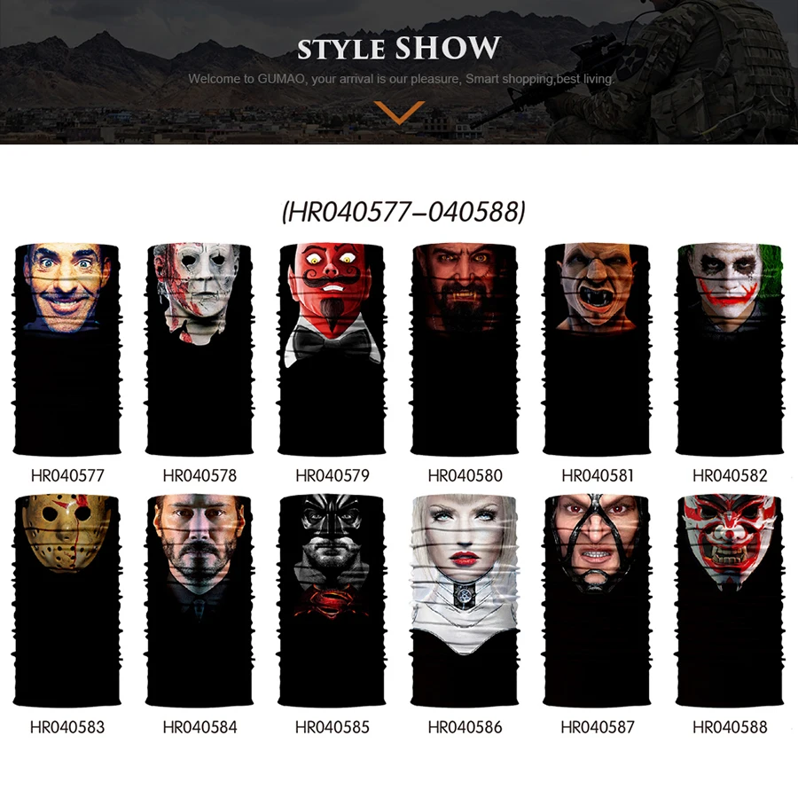 3D Joker бесшовная Волшебная велосипедная полумаска для лица покрытие шеи теплая