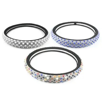 

Car Steering Wheel Cover Imitation Pearl Strass Cute Slip Steering Wheel Handlebar Protective Cover Automobile Accessories