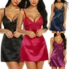 Women's Night Short Dress Nightgown Satin Silk Lace Lingerie Pajamas Sleepwear ► Photo 2/6