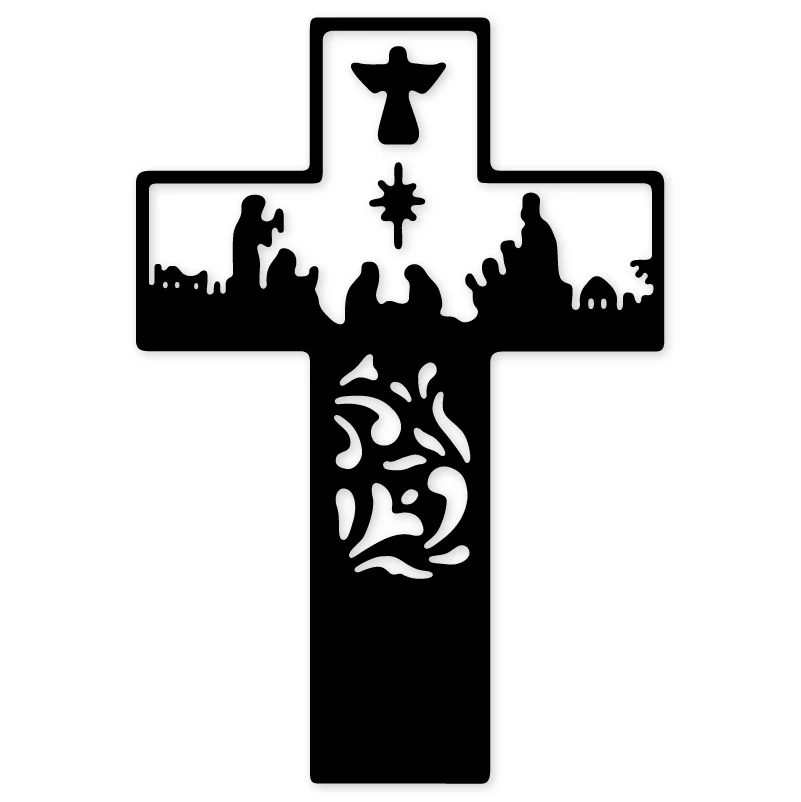Cross Jesus born металлический прорезной трафарет для окраски изготовления карт