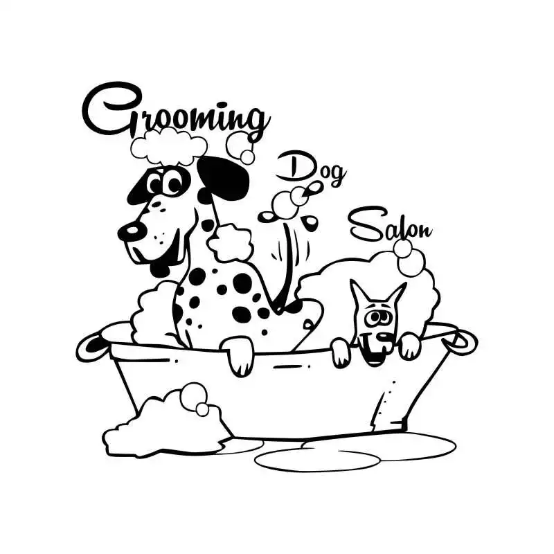 DCTAL Dog Grooming Salon Pet Shop Sticker Decal Muurstickers Posters Vinyl Wall Art Decals Parede Decor Mural Pet Shop Sticker