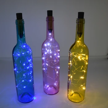 

LED Wine Bottle Lights 2M 20LEDs Cork Shape Copper Silver Wire Colorful Mini String Lights for Indoor Wedding Christmas Lights