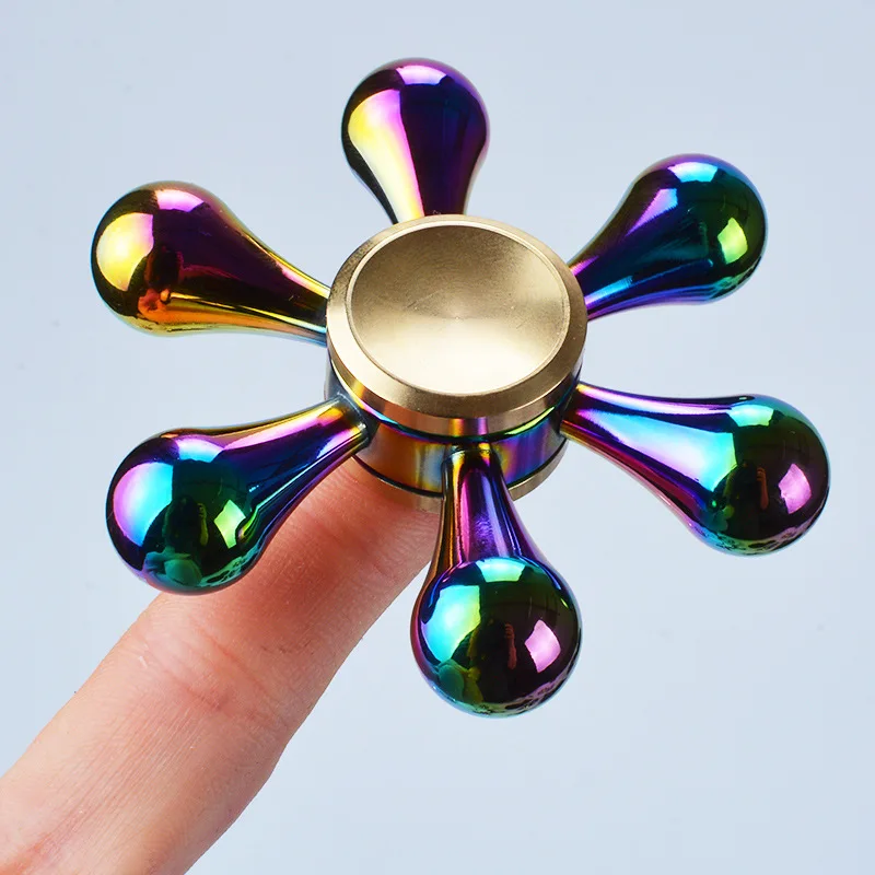 

Fidget Hand Spinner Water-drop Pure Copper Six Arms Fingertip Gyro Removable Finger Spinner Relieve Autism Stress Finger Gyro