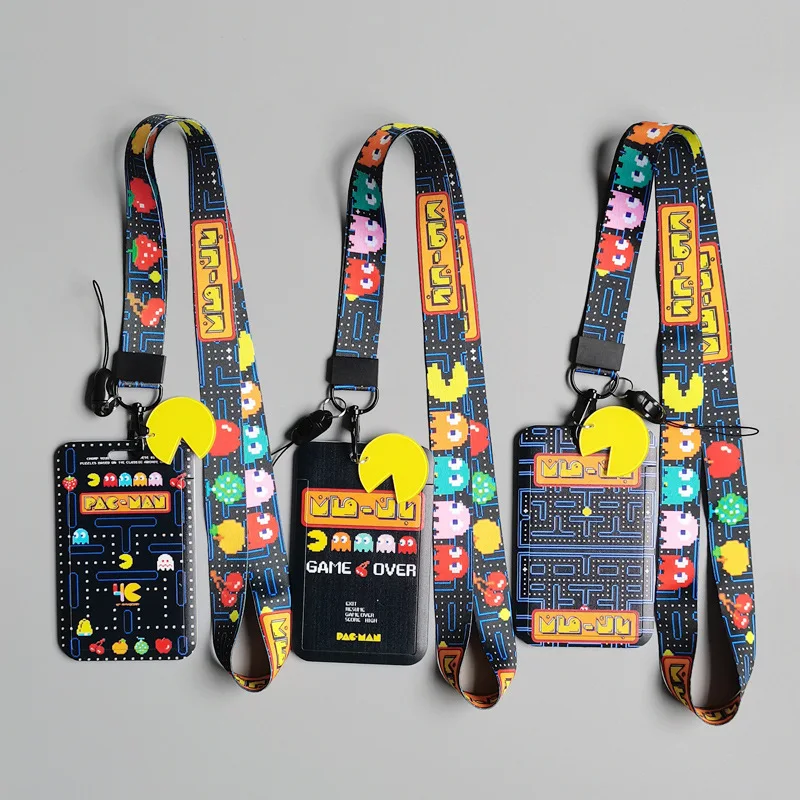 1 Set Game Cartoon Bean Keychain Tags Strap Neck Lanyard for Key ID Card Pass Gym Phone USB Badge Holder DIY Hang Rope