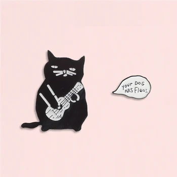 

Music Cat Playing The Violin Enamel Pin Your Dog Has Fleas Badge Brooch Denim Jean Clothes Animal Jewelry Gift For Friends