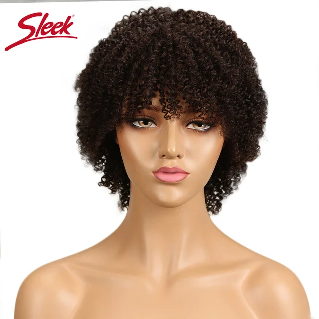 Sleek Human Hair Wigs For Women Short Curl Women Wigs Remy Brazilian Curly Human Hair Wig Short Afro Kinky Curly Wig For Man #4