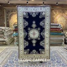 Yilong 3'x5' античный персидский шелковый синий ковер, завязанный вручную турецкие восточные ковры(YXR331B