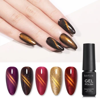 

LILYCUTE Chameleon Cat Eye Gel Nail Art Varnish Gold Light Magnetic UV Gel Polish UV LED Semi Permanent Soak Off Gel