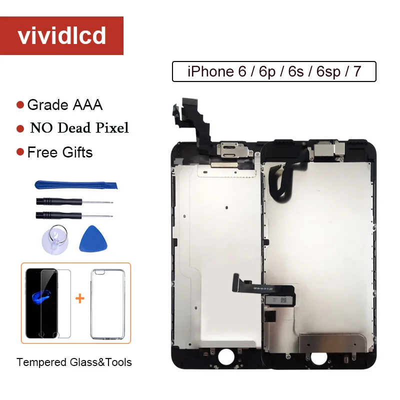 

Grade AAA+++ Screen For iPhone 6 6S Plus LCD Digitizer Full Assembly For iPhone 7 Display for Apple with Camera ear speaker
