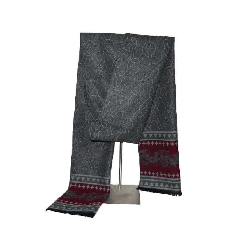 SJ006 gray red Модный дизайн, мужской и женский кашемировый шарф, роскошный бренд, высокое качество, шейный платок, зимние теплые мягкие шали, шарфы унисекс - Цвет: SJ006 gray red