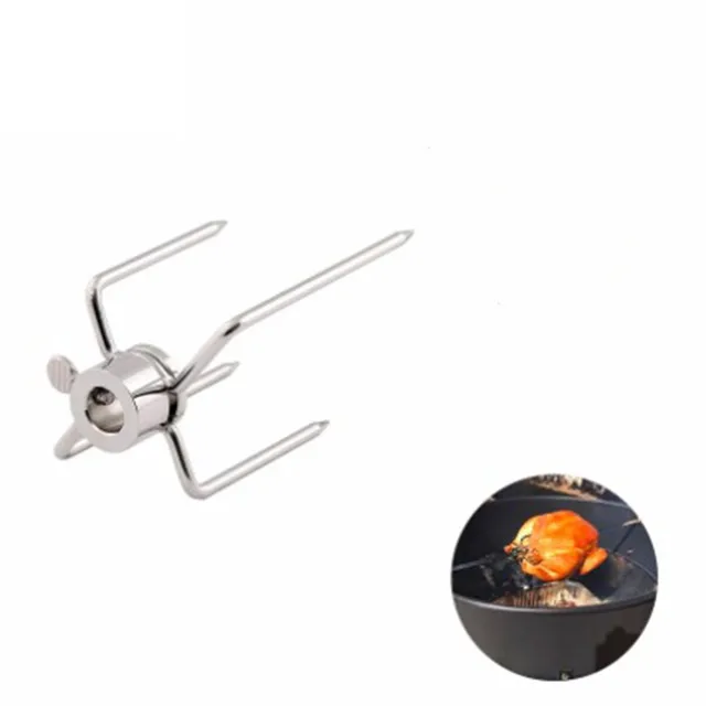 1Db Új Rotisserie Bbq Villák Rozsdamentes Acél Nyárs Faszén Csirke Grill Hús Szerszám