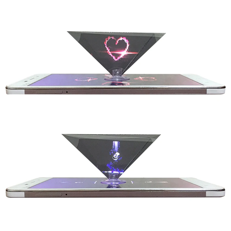 Holographic 3D Mobile Phone Projector Pyramid Universal Display Projector Video Stand Universal For Xiaomi Mi 10 Huawei IPhone