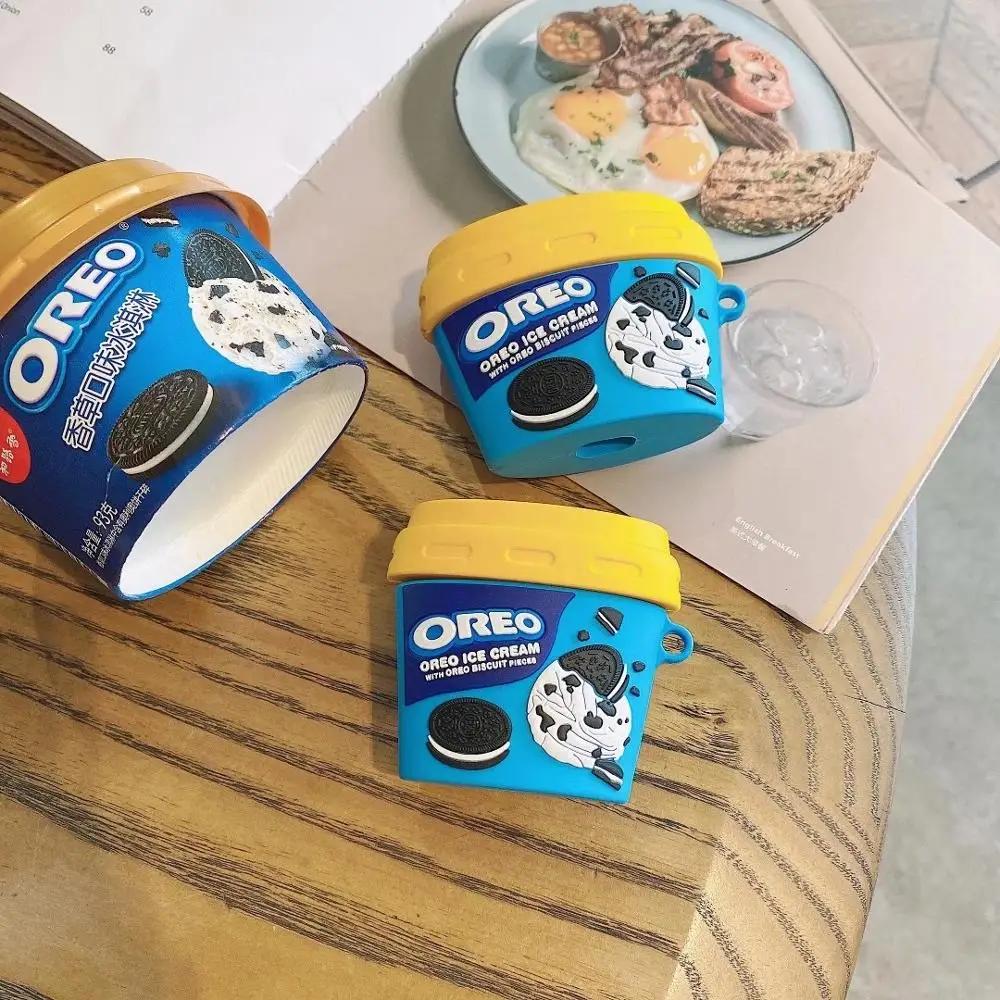 

Oreo ice cream cup 3D soft silicone case for Apple AirPods pro charging case, Airpods 1/2 Bluetooth wireless earphone case