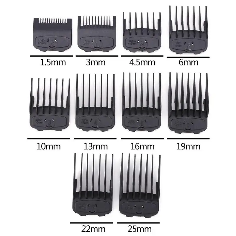 10 Sizes Guide Combs Kit Hair Clipper Trimmer Razor Attachment Barber Limit Comb with Sufficient Durability and Ruggednes