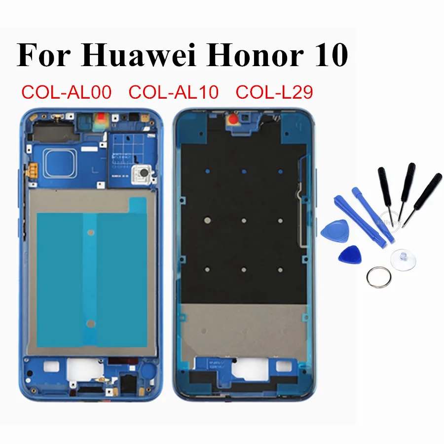 Передняя рамка для Huawei Honor 10 передняя средняя корпус с боковыми кнопками питания