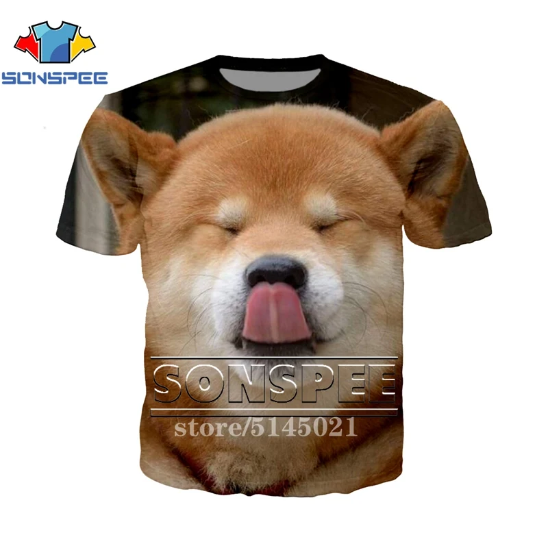 SONSPEE 3D принт Для мужчин Для женщин забавные Собаки Уход за кожей лица shiba Inu Doge Повседневное с О-образным вырезом Harajuku футболка Летняя футболка Молодежные Топы T011