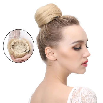 Synthetic Fake Hair Bun Extension Clip in on Hair Tail Donut Drawstring Chignon Hairpiece Updo Hair Piece Ponytail For Women Q3 1
