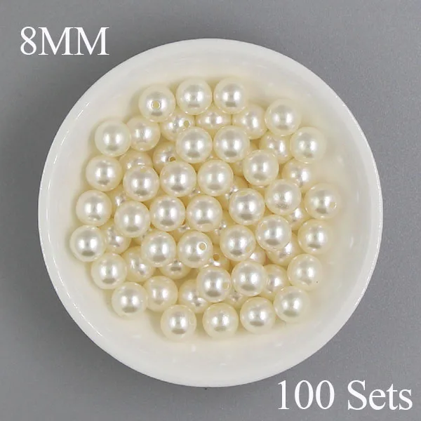 8mm Sharplace 50pcs Botones de Perlas Artificial de Tachuelas Remaches para Bolso Artesanía de Cuero Jeans Decoración A 