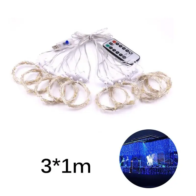 100LED Blue 100/300 светодиодный гирлянда Рождественский светодиодный Свадебные китайские фонарики для вечеринки с USB гирлянда уличный занавес украшения сада - Испускаемый цвет: 100LED Blue
