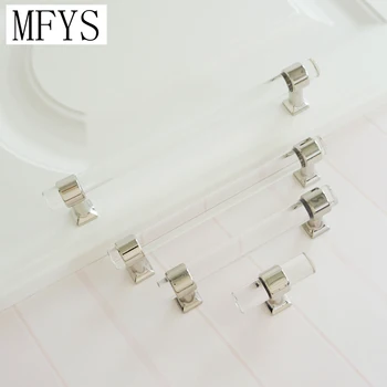 

3.75" 5" 6.3'' Clear Silver Acrylic Drawer Knobs Pull Handles Dresser Handles Glass Kitchen Cabinet Handle Pulls Modern Style