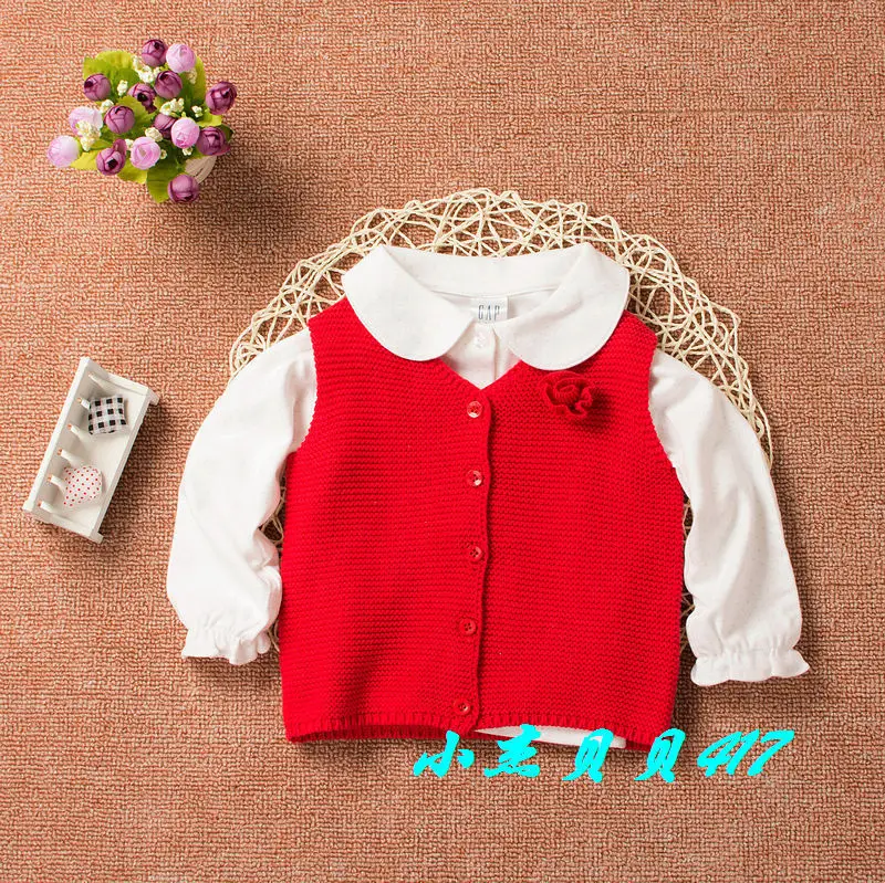 

2019 Autumn Sweater Tops New Style Childrenswear Girls Cotton Embroidery Shawl Vest Cardigan
