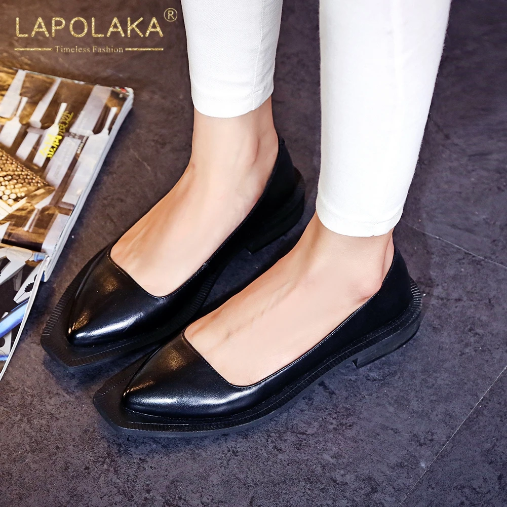 

Lapolaka 2020 Hot Sale Genuine Cow Leather INS Hot Shoes Woman Flats Spring/Autumn Comfortable Slip On Casual Flats Women