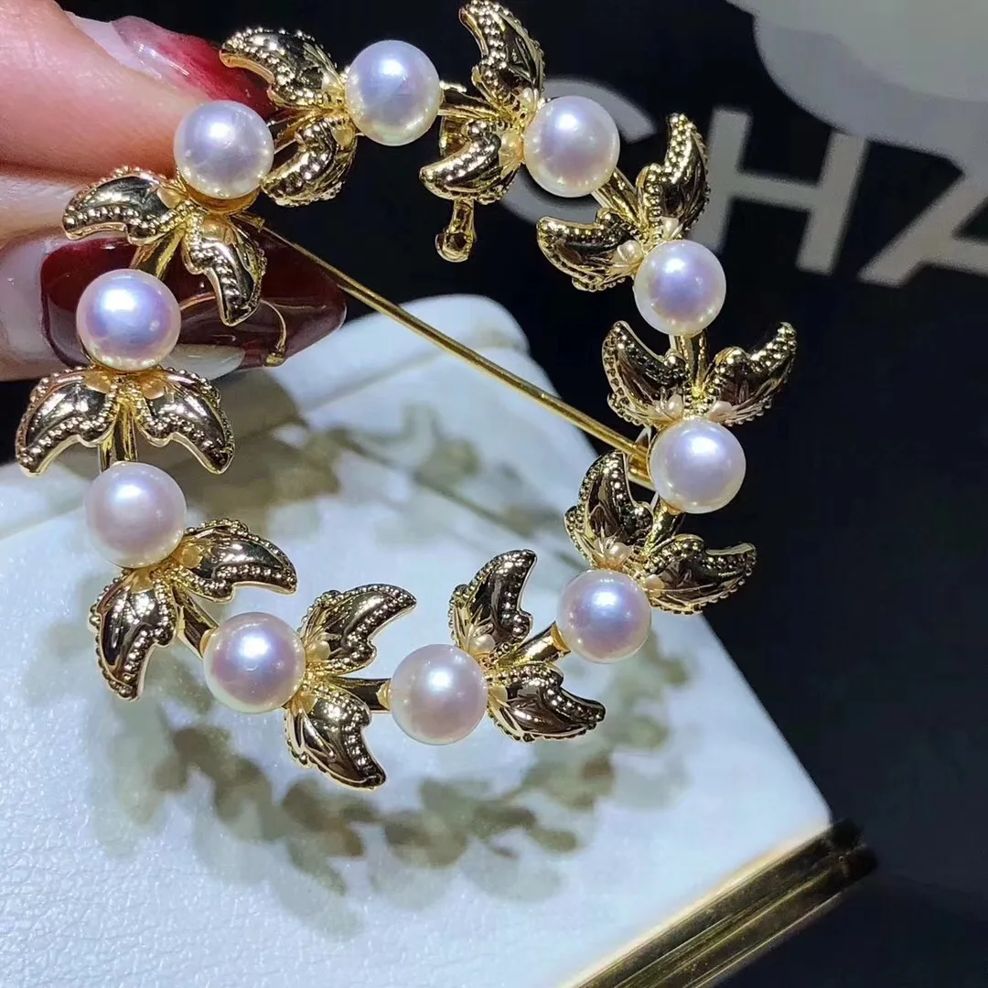 

DIY-Style Natural Freshwater Pearls Garland Decoration Brooch Delicacy Female Autumn And Winter Tops Collocation Corsage Mountin