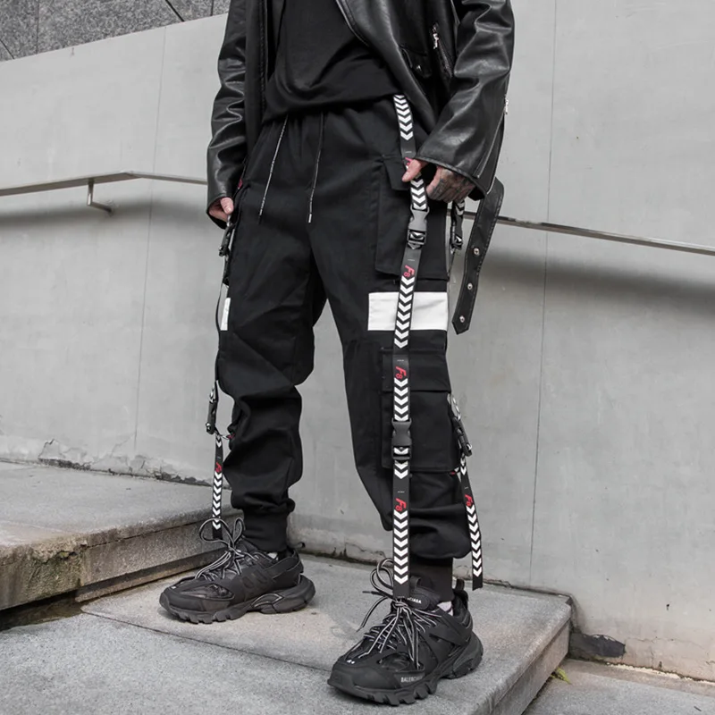 Мужчины хип хоп грузовые повседневные брюки Streetwear Punk Harajuku бегуны Sweatpants