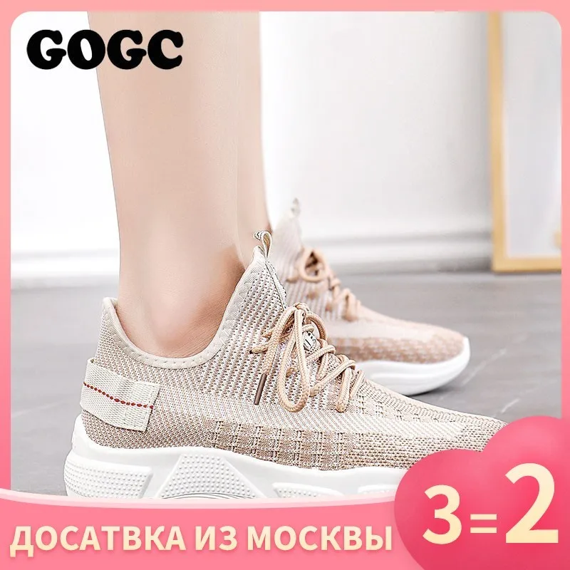 Baratos GOGC verano Mujer Zapatillas Zapatos de malla plataforma femenina encaje Causal zapato para mujer cesta mujer zapato plano de mujer 691