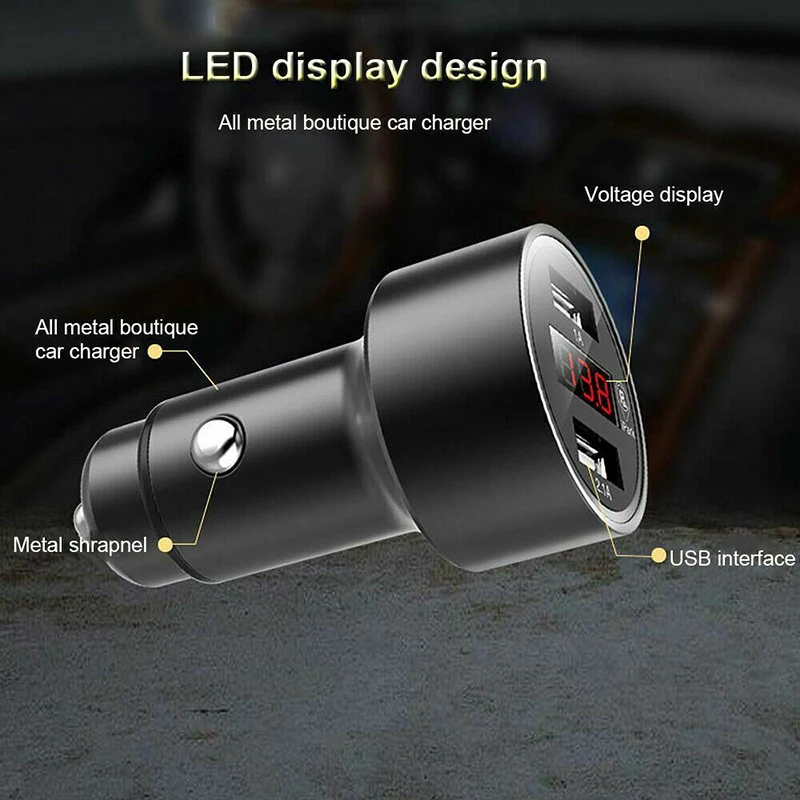 Двойное автомобильное USB зарядное устройство с Вольтметр в режиме реального времени отслеживание gps трекер локатор автомобильное зарядное устройство для смарт мобильного телефона аксессуары