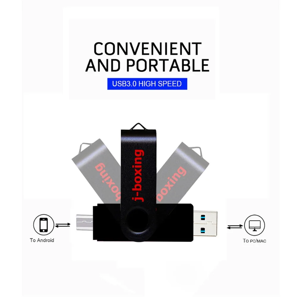 J-boxing высокоскоростной 64 Гб OTG флеш-накопитель USB 3,0 двойной порт микро-флеш-накопитель USB карта памяти для ПК Macbook Планшет huawei Xiaomi