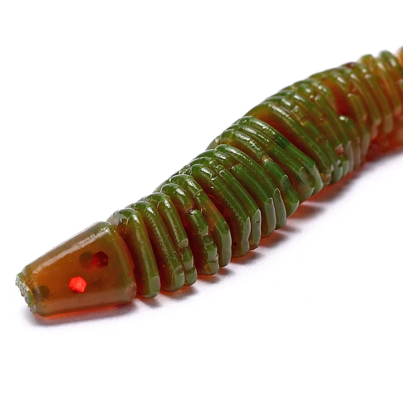 50Pcs/lot Spiral Worm Soft Bait 60mm 0.6g Jig Wobblers Fishing