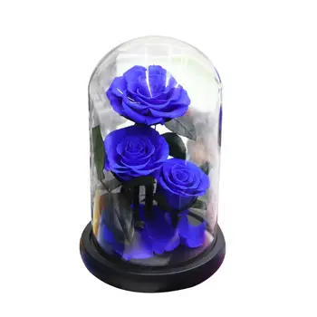 

Red Silk Rose That Lasts Forever in a Glass Dome for Valentine's Day Wedding 72XF