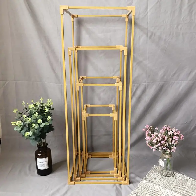 60/80/100CM Wrought Iron Metal Geometric Flower Frame Wedding Decoration Road Leads Gold Flower Stand Party Wedding Props Shelf 60/80/100CM Wrought Iron Metal Geometric Flower Frame Wedding Decoration Road Leads Gold Flower Stand Party Wedding Props Shelf
