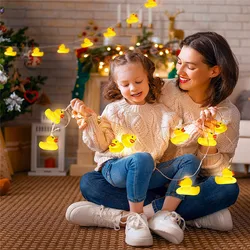 2022NEW 10Leds/20Leds Mini Yellow Duck LED String Light Glow Indoor Outdoor Xmas Wedding Party Battery Operated LED Fairy Light