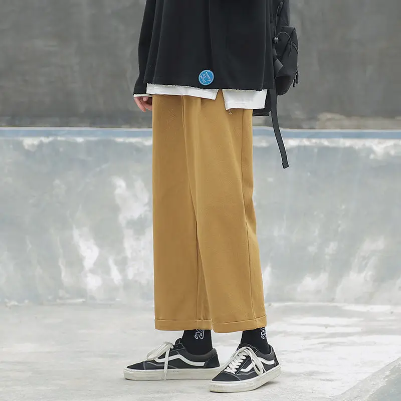 Privathinker Solid Color Men Straight Pants 2020 Korean Men's Casual Wide Leg Pants Streetwear Man Oversized Pants Tro Privathinker Solid Color Men Straight Pants 2020 Korean Men's Casual Wide Leg Pants Streetwear Man Oversized Pants Tro