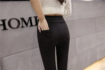 

BUZEKOE 2019 Autumn and winter wear black pants wear large size tight-fitting pencil trousers A7