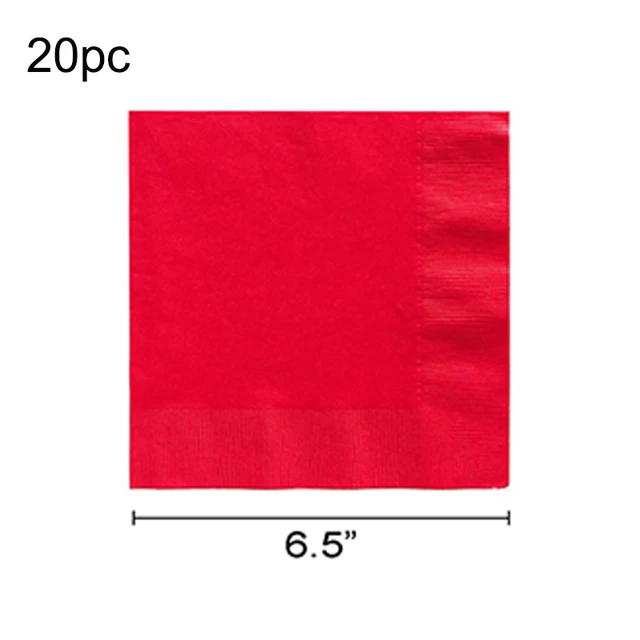 Pure Red Disposable Party Tableware Cup Plate Adult Birthday Party Decor Kids Wedding Adult Supplies Christmas Party Supplies Napkin-20PCS